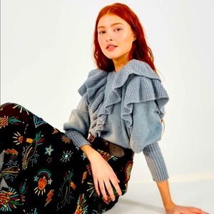 Farm Rio Ruffled Sparkle Sweater